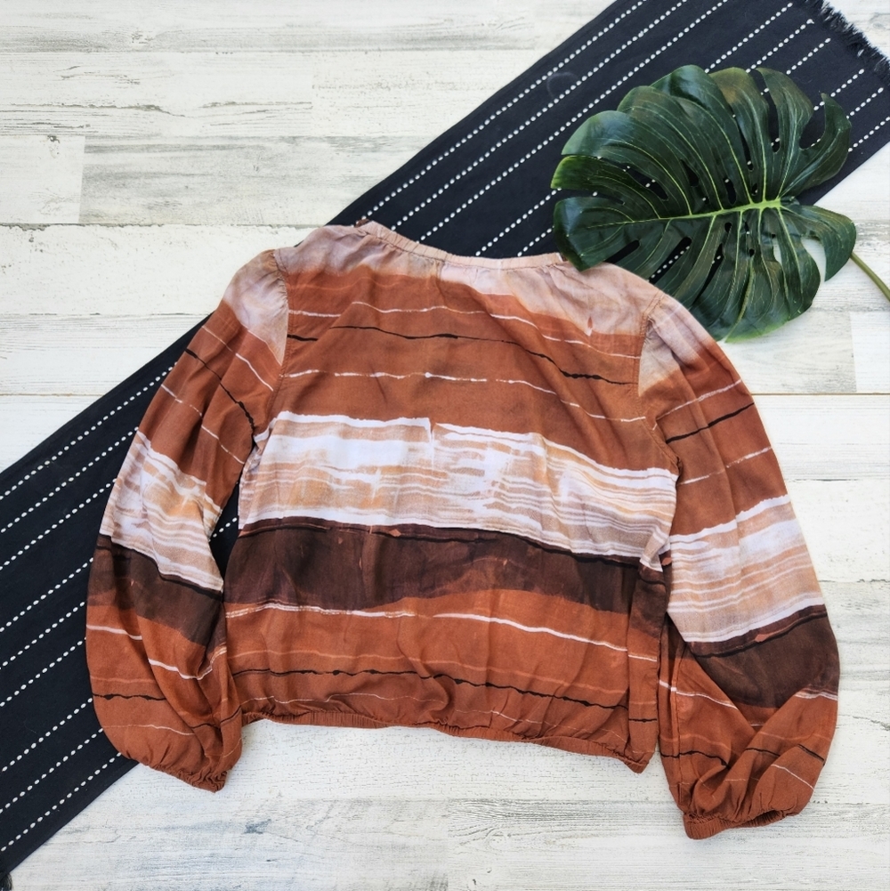 Bella Dahl Elastic Shirred Top In Rust Stripes Pr… - image 6